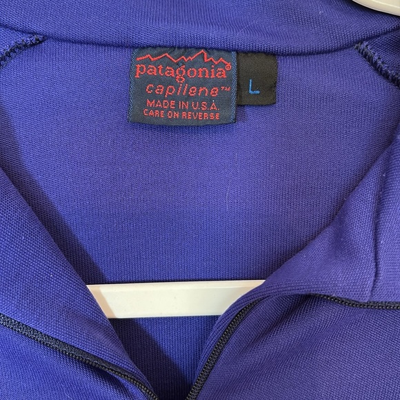 Patagonia Vintage Capilene Mens Purple USA Made 1/2 Zip Pullover-Large -B3 - Picture 2 of 4